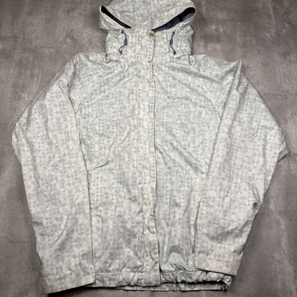Columbia Jacket Womens M White 3-in-1 Interchange Hooded Insulated Zip Shell